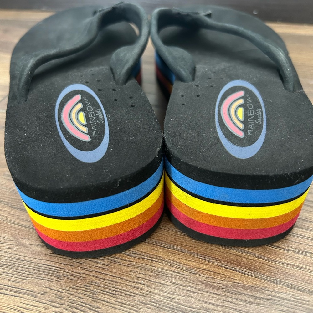 Rainbow Black Platform Flip Flops - image 3